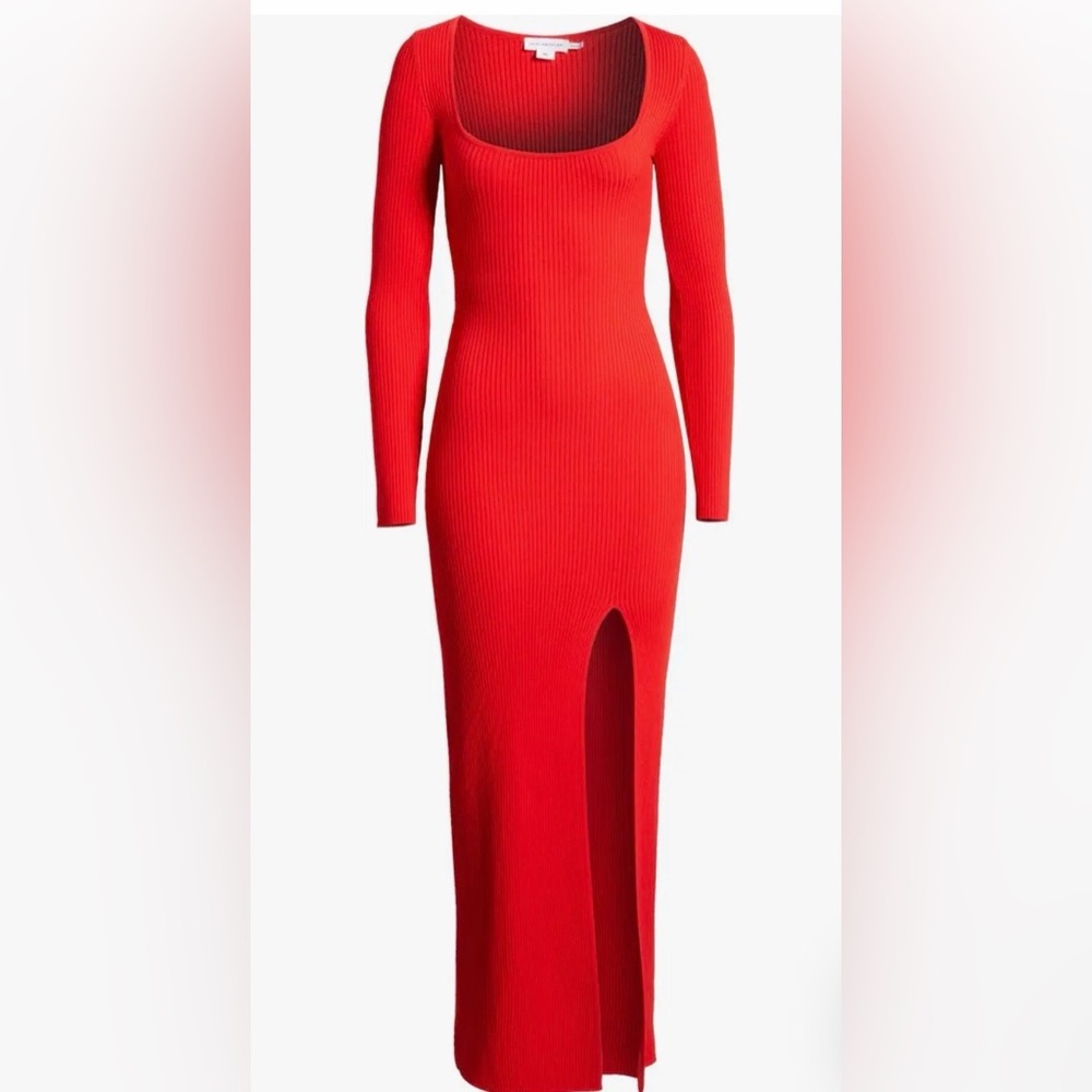 Good American Virgo Long Sleeve Rib Sweater Dress